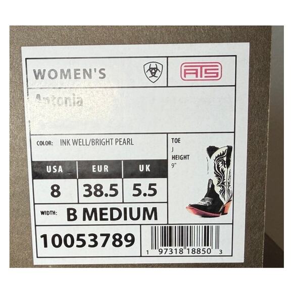 Ariat Antonia Embroidered Pull On Western Womens Boot Black White US 8 NWT - Picture 8 of 8